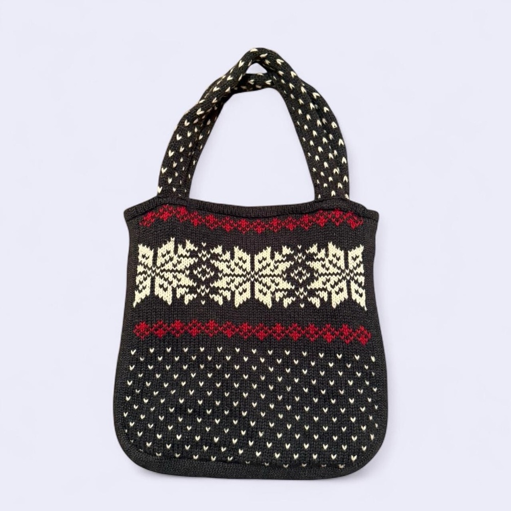 2000s aeropostale grey knit fair isle shoulder bag